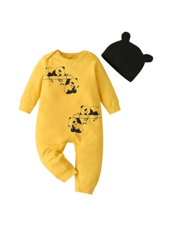 Panda Print Baby Jumpsuit Wholesale Baby Clothing 21090540
