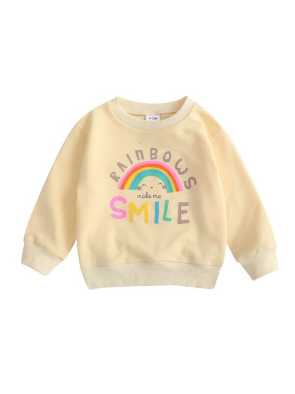 RAINBOWS MAKE ME SMILE Letter Print Girl Sweatshirt Wholesale Baby Clothes 21090598