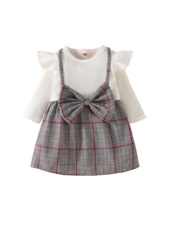 Checked Bowknot Dresses For Girls 210909073