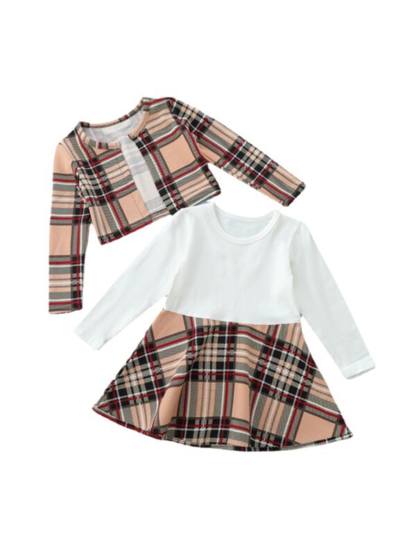 Kid Girls ets Plaid Jacket & Long-sleeve Dress Kids Clothing Vendors
apricot