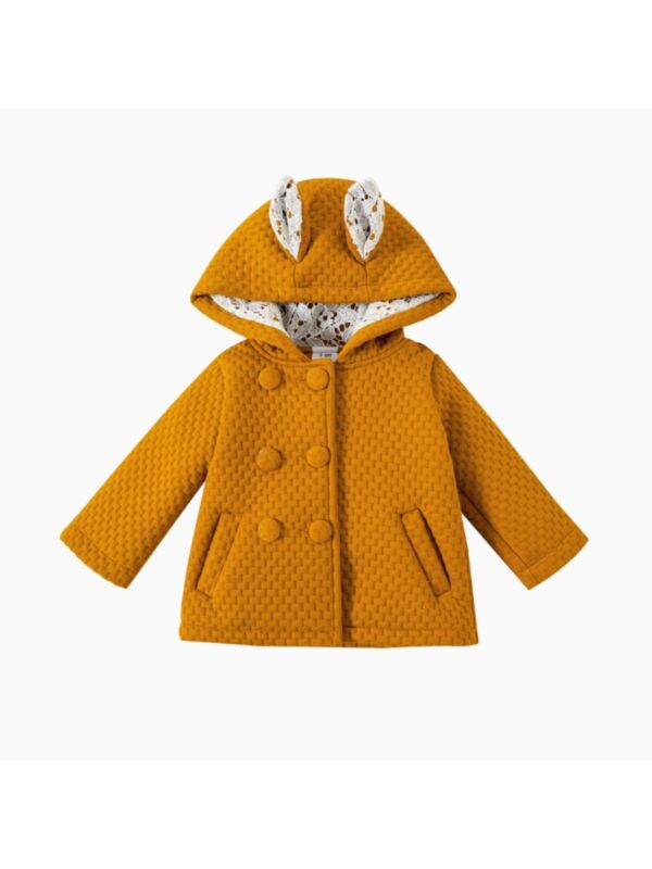 Solid Color Rabbit Shaped Baby Girl Coat Wholesale Baby Clothes 21091201