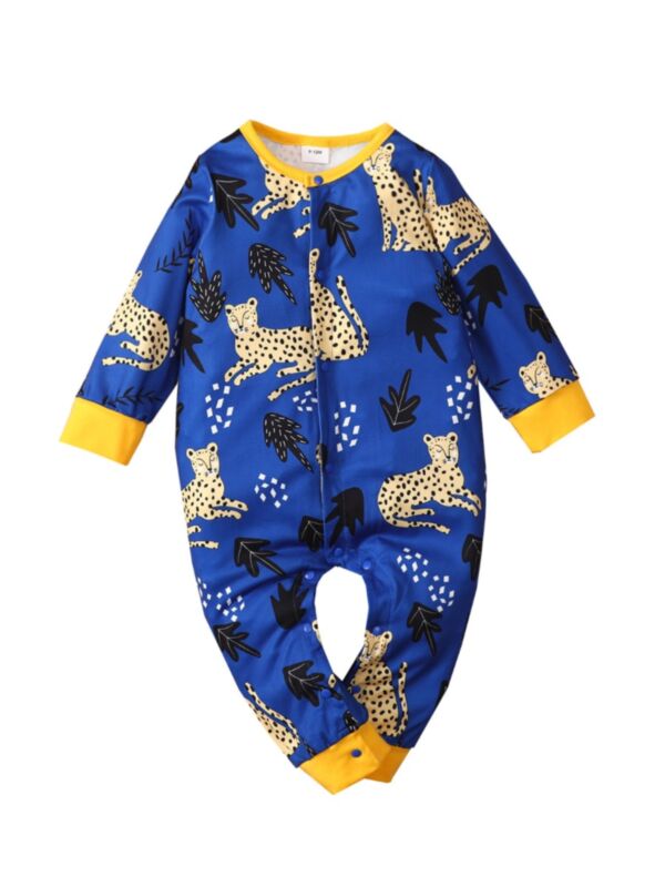 Leopard Print Long Sleeve Baby Jumpsuit Wholesale Baby Boutique Clothing 210914082