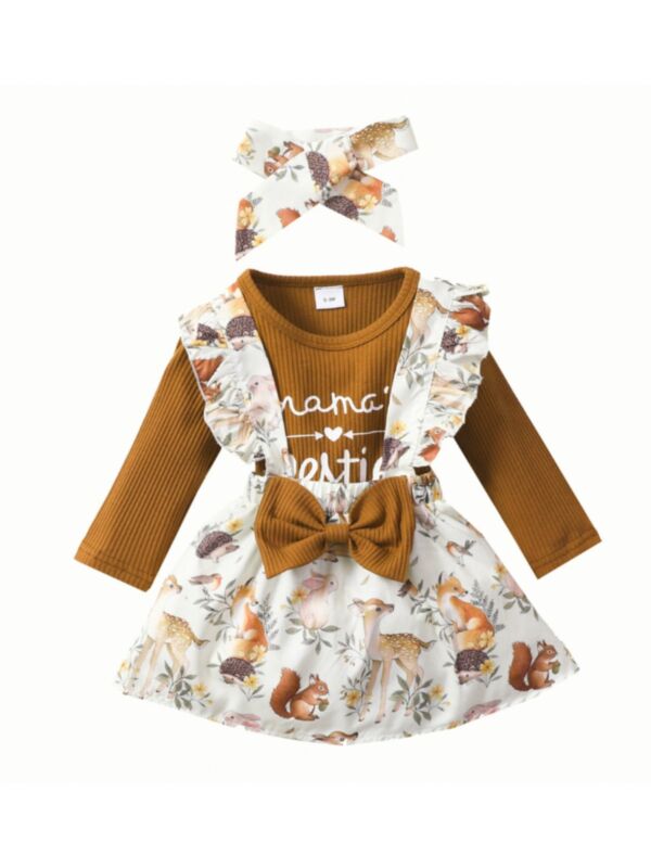 MAMA'S BESTIE Foral Print Wholesale Baby Girl Clothes Set  210914213