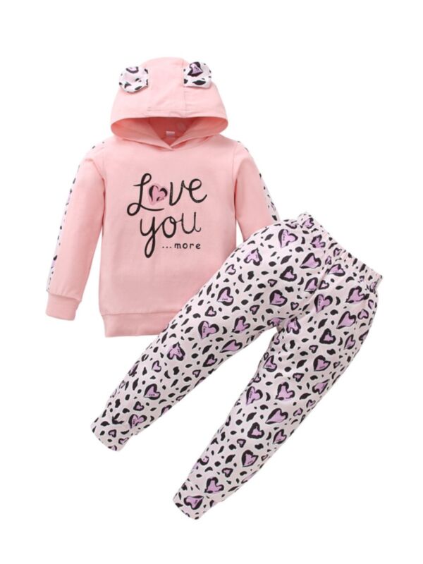 Love You More Leopard Print Hppdie & Pants Wholesale Kid Girls Clothing Sets 210915589