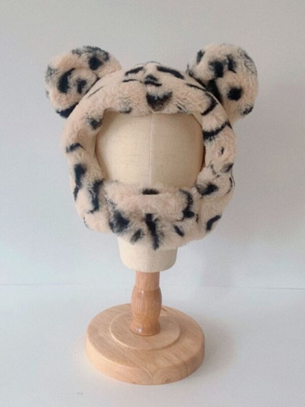 Leopard Print Ears Toddler Faux Fur Hat 210916192