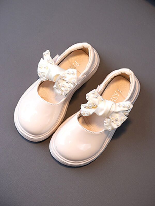 Pearl Bowknot Kids Girls Shoes 210916449