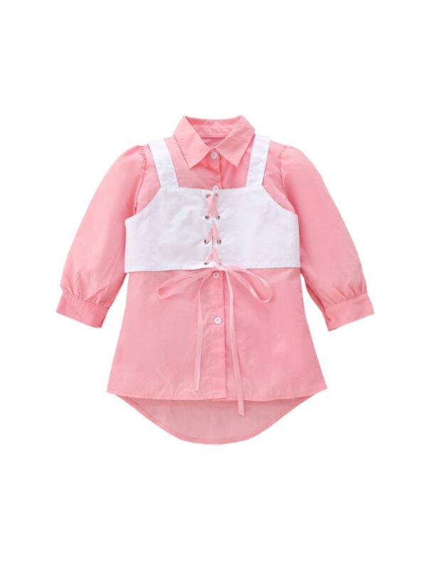 Drawstring Tank Top Matching Shirt Dress Wholesale Little Girl Clothing Sets 210916940