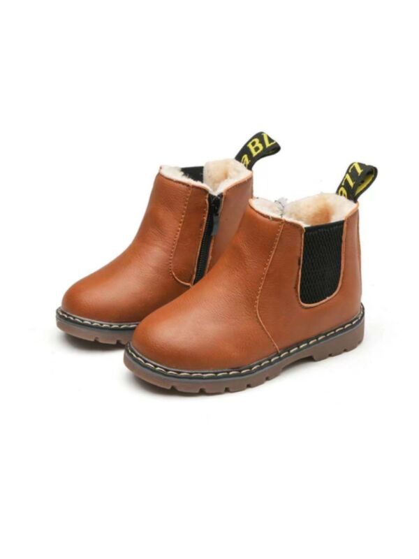 Kid Solid Color Plush Snow Boots 210918458