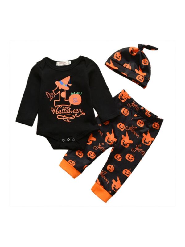 My 1st Halloween Bodysuit & Pants & Hat Wholesale Baby Clothes Sets 210922104