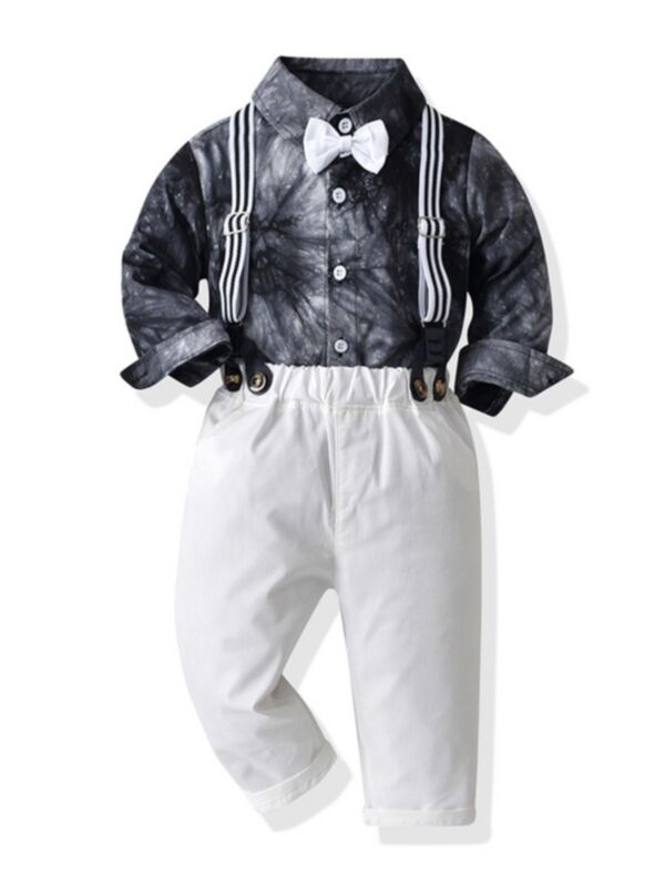 Tie Dye Bowtie Shirt And Suspender Pants Baby Kid Boys Suit Sets 210922801