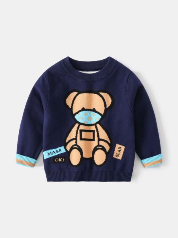 MASK BEAR Print Sweaters For Kids Boys 210924199