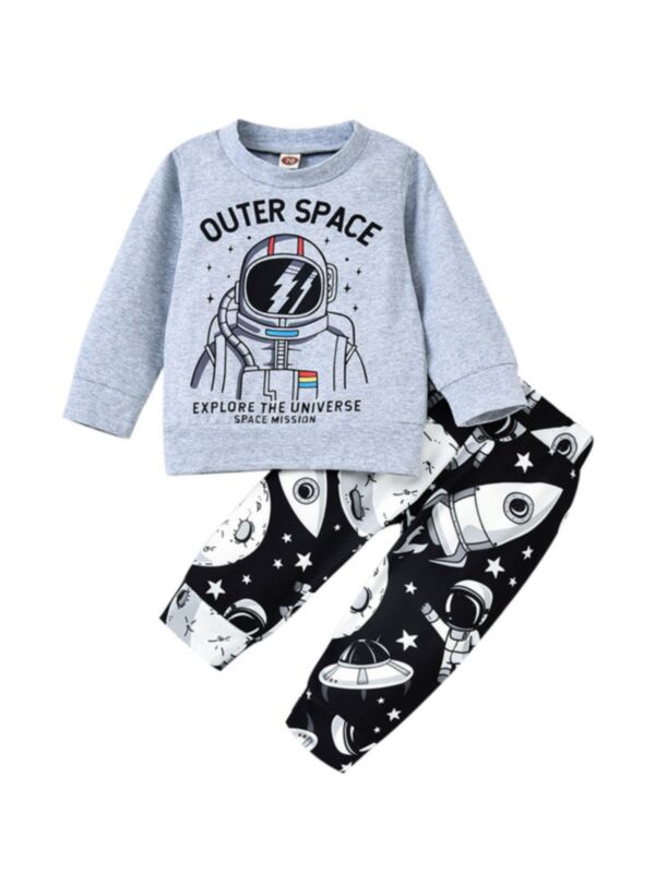 OUTER SPACE Astronaut Rocket Print Baby Boys Sets Wholesale Baby Clothing 210925673