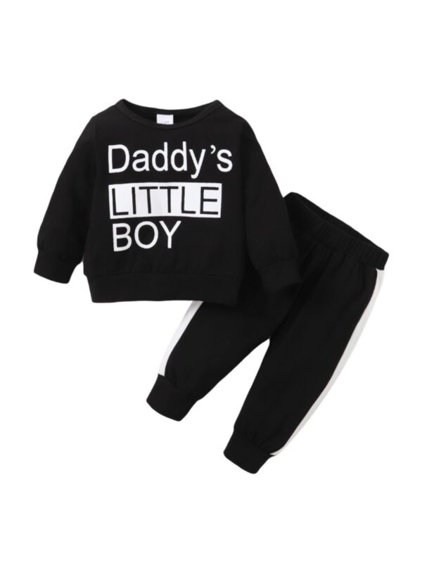 Daddy's Little Boy Long Sleeve Hoody Pant Baby Clothes Set Wholesale 21092675