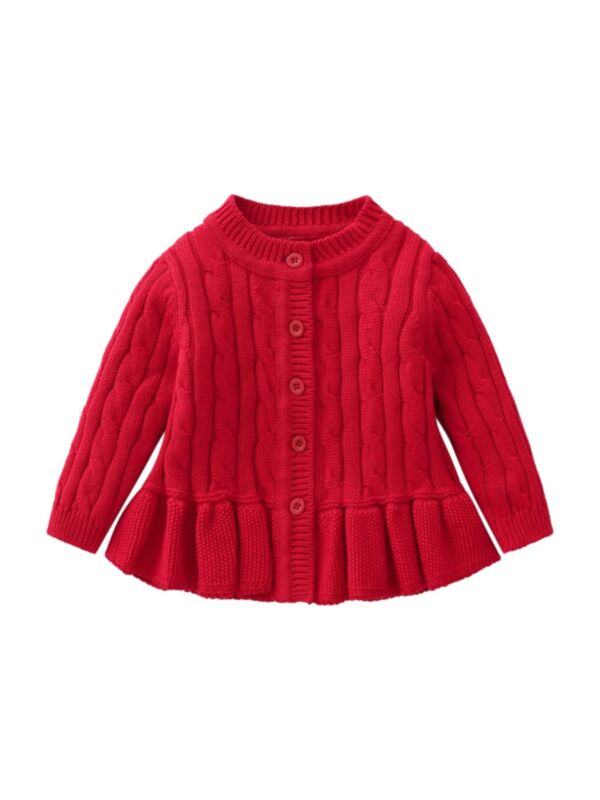 Toddler Girl Apparel Red Twist Knit Cardigan 210927620