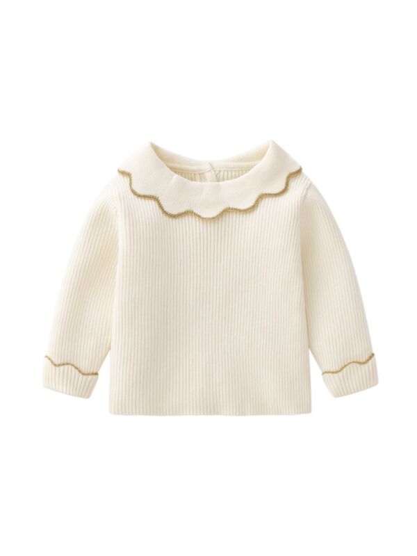 Beige Knitted Toddler Girl Sweaters Wholesale Girls Clothes 210927885