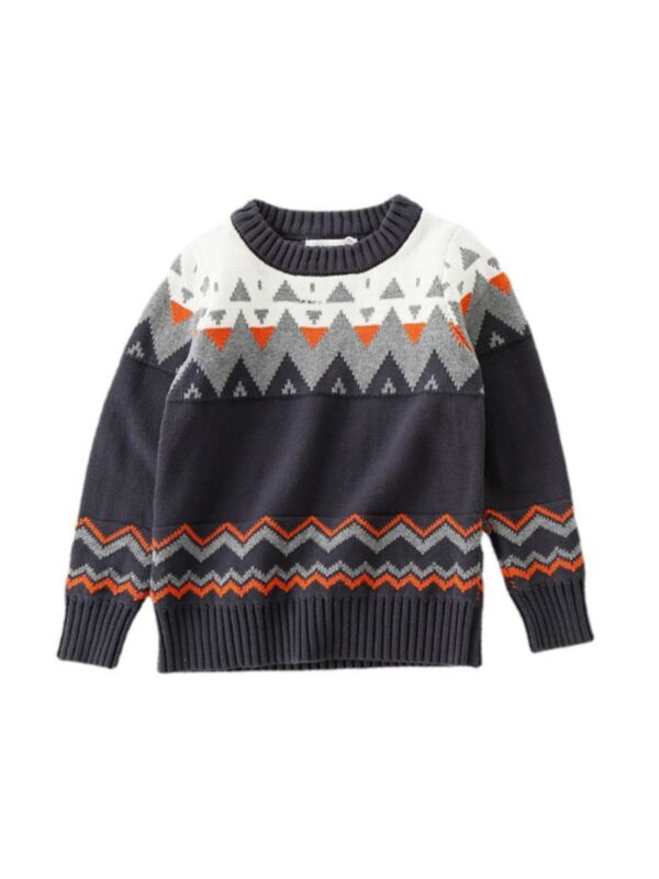 Wave Print Knitted Sweaters Wholesale Boy Boutique Clothes 210930701