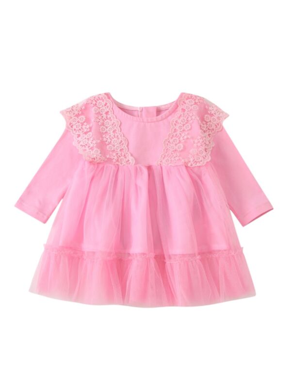 Long Sleeve Lace Trim Grenadine Baby Princess Dress 21100353
