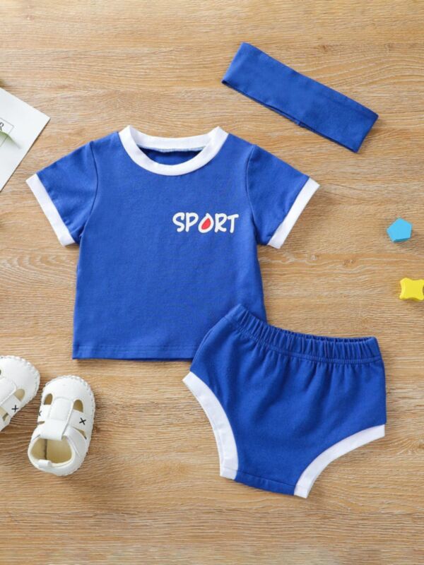 SPORT T-Shirt And Shorts With Headband Baby Girl Shorts Sets 21100356