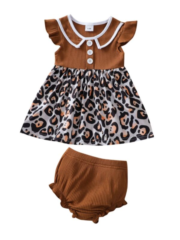 Leopard Baby Sleeveless Jumpsuit And Leggings Baby Girl Outfit Sets 21100357