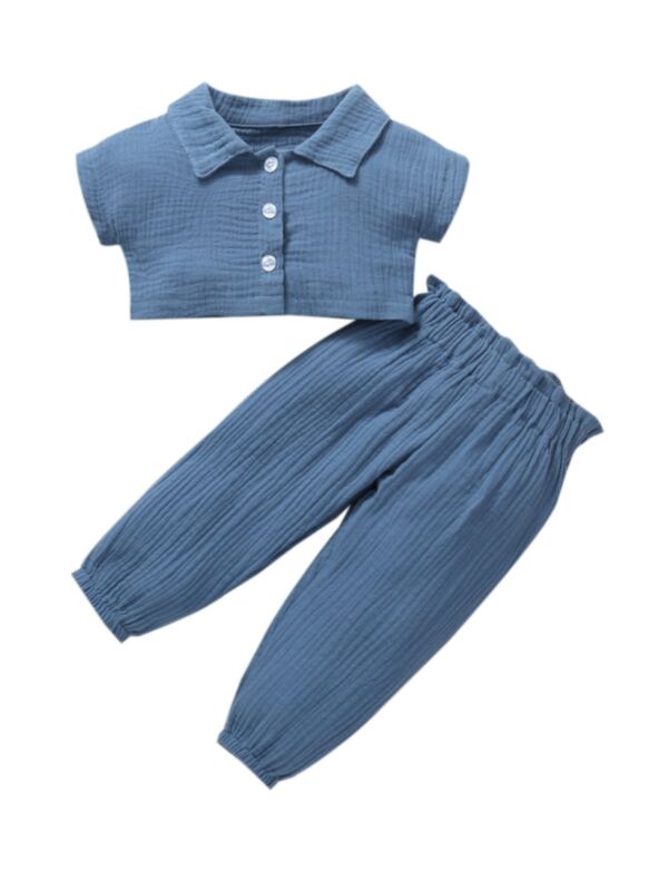 Crop T-Shirt And Loose Trousers Two Piece Baby Sets 21100358