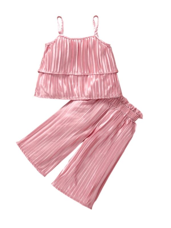 Solid Color Camisole And Pants Two Piece Baby Girl Sets 21100364