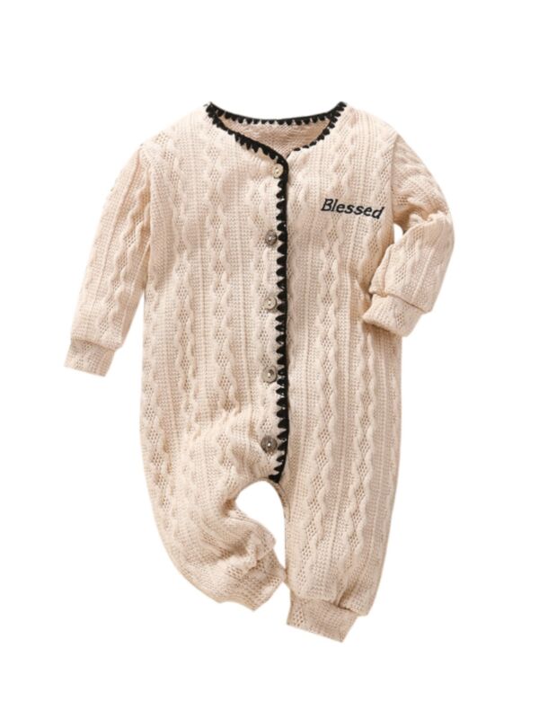 Blessed printed knitted newborn baby girl jumpsuit for pictures 21100368