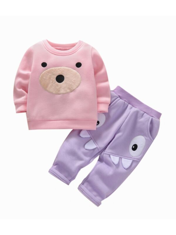 Puppy Pattern Top And Monster Pattern Pants Two Piece Baby Sets 21100371