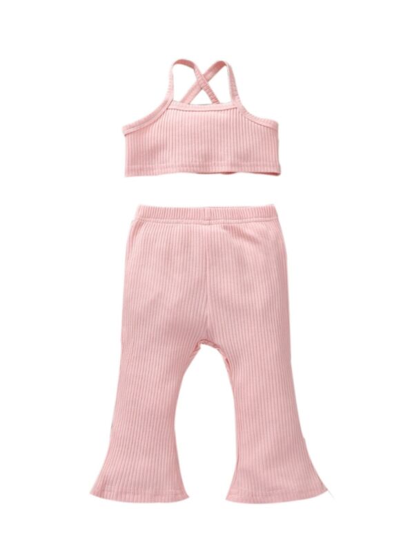 Solid Color Camisole And Flared Pants Baby Girl Outfit Sets 21101067