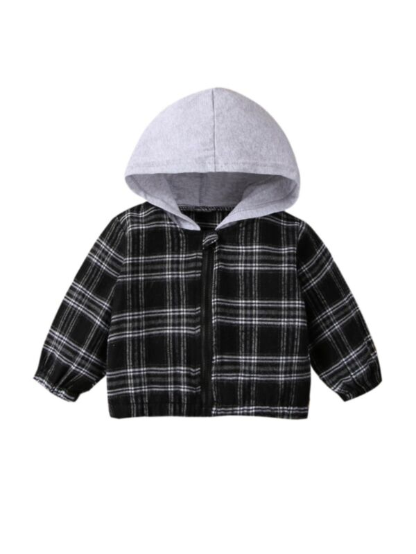 Elastic Cuffs Plaid Print Hooded Wholesale Baby Coat 21100396