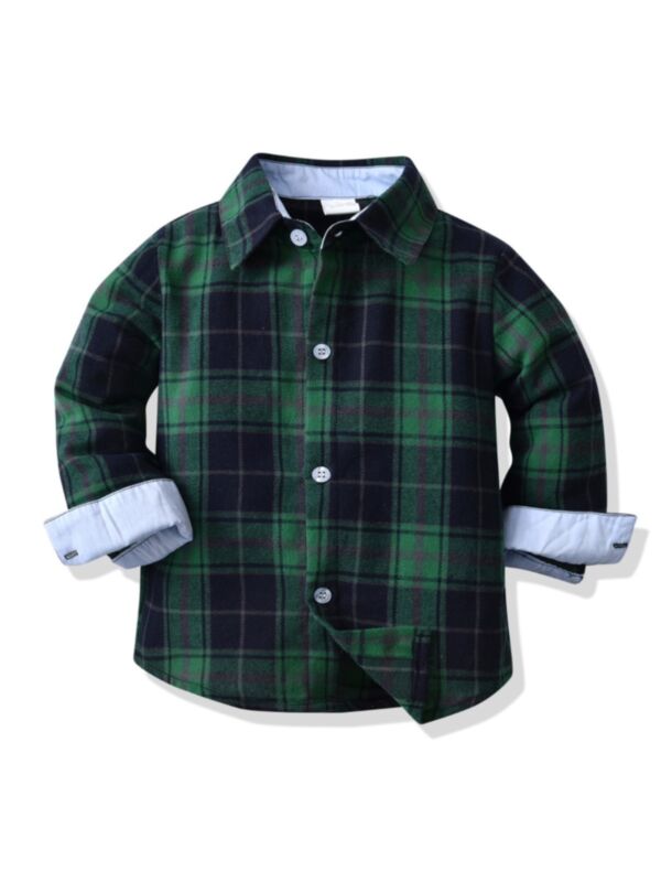 Boys Long Sleeve Plaid Shirt Wholesale Boy Clothing Shirts 211008035