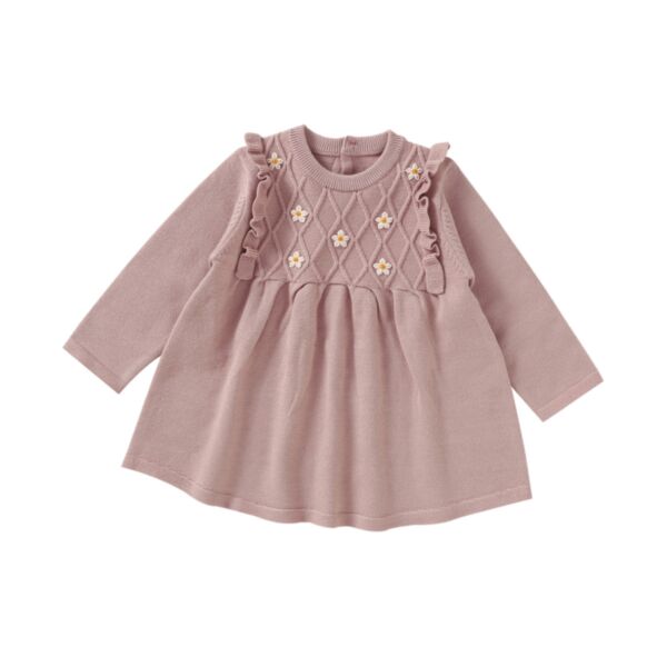 Daisy Solid Color Baby Girl Winter Dress 21101079