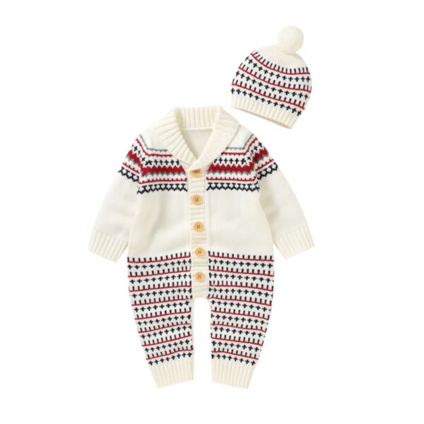 Printed Knitted Baby Bodysuits Wholesale With Hat 21101081