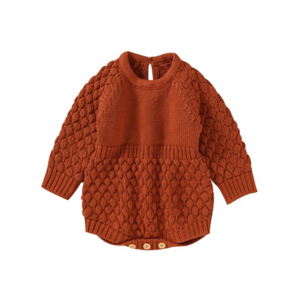 Solid Color Long-Sleeved Knitted Sweater Baby Rompers Wholesale 21101090