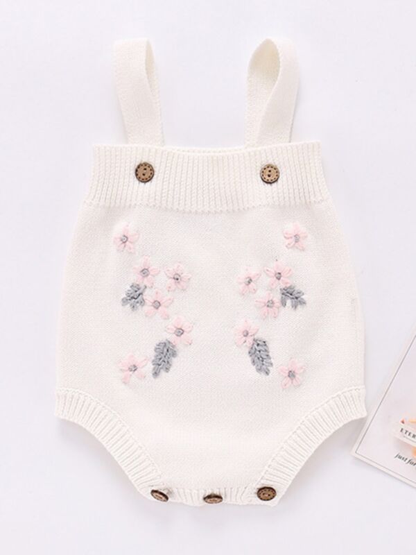 Embroidery Flower Suspender Bodysuit Wholesale Baby Clothes 211012153