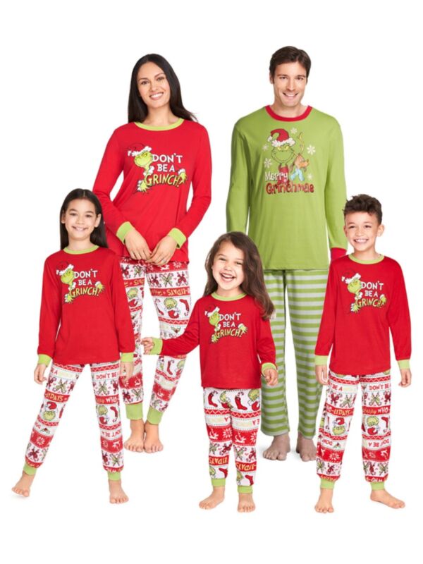 Christmas Cartoon & Letter Print Set Wholesale Family Matching Outfits 211014368