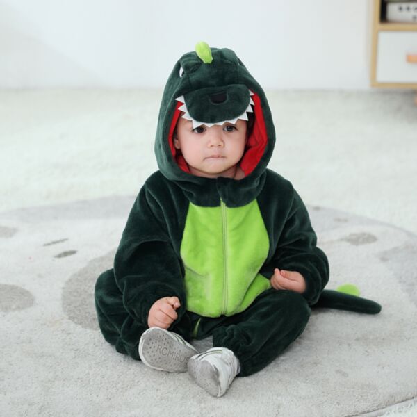 Dinosaur Hooded Zipper Baby Winter Romper Jumpsuit Wholesale 21101726