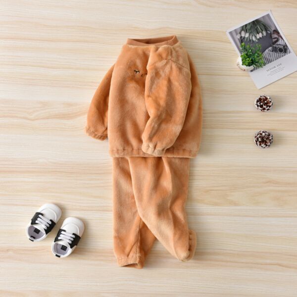 Solid Color Plush Top And Pants Two Piece Baby Sets 21101729