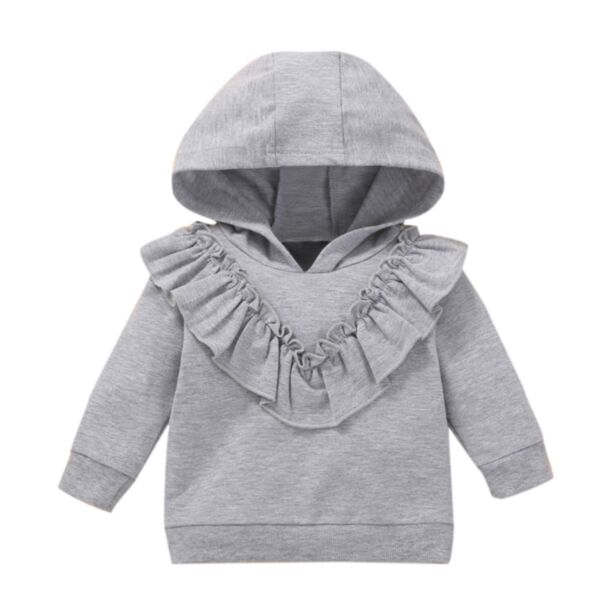 Solid Color With Fungus Trim Baby Hoodies Girl 21101735