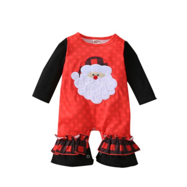 Colorblock Polka Dot Bow Red Santa Baby Girl Bodysuit 21101739