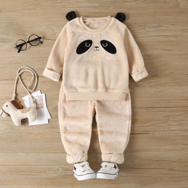 Panda Pattern Sweatshirt And Solid Color Trousers Kid 2 Piece Set 21101746