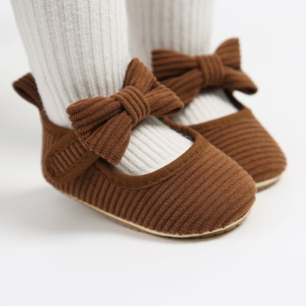 Bow Pure Color Corduroy Wholesale Baby Girl Shoes And Headband 21102438