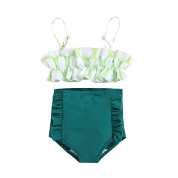 Polka Dot Crop Top And Fungus Trim Briefs Little Girls Swimwear 21110777