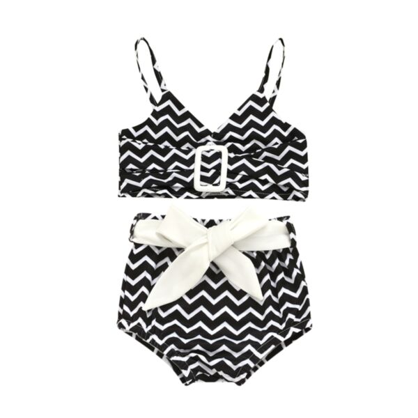 Wave Pattern Crop Top And Briefs Little Girls Swimwear 21110779