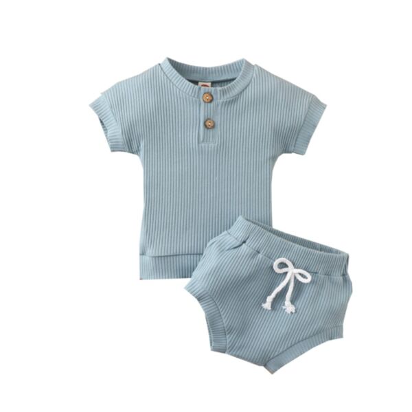 Baby Solid Ribbed T-Shirt And Briefs Baby Outfit Sets 21120572