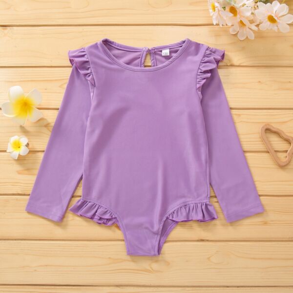 18M-6Y Toddler Girls Solid Color Long Sleeve Bodysuit Wholesale Girls Clothes V3823032900054