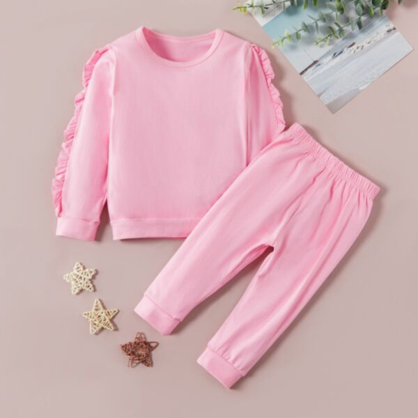 9M-3Y Toddler Girls And Boys Sets Solid Ruffled Pullover & Pants Wholesale Toddler Clothes V3823032000064