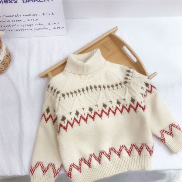 18M-7Y Toddler Girls Turtleneck Sweater Long-Sleeved Jacquard Warm Sweater Wholesale Childrens Clothing Wholesale Childrens Clothing KTV600834