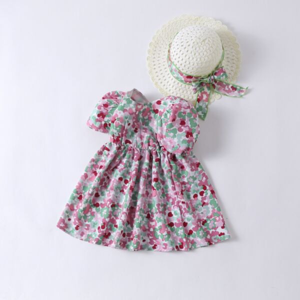 18M-7Y Toddler Girls Floral Puff Sleeve Dress Wholesale Girls Fashion Clothes V3803234045