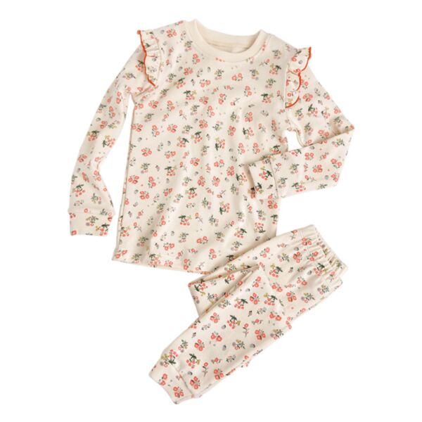 2 Piece Kid Girl Long Sleeve Floral Print Top And Pants Wholesale Kids Pajamas
