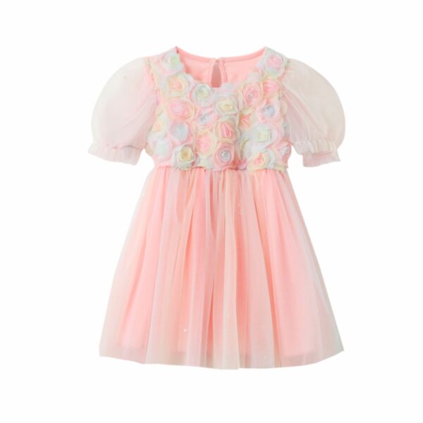 18M-7Y Toddler Girls Flower Mesh Princess Dress Wholesale Girls Fashion Clothes V3803234047